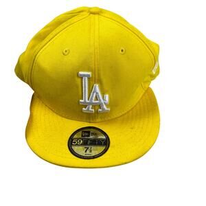 New Era 59FIFTY LA Dodgers Fitted Hat Yellow 7 7/8 MLB Cap 62.5cm